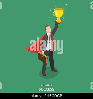 Business success isometric flat vector concept. Stock Vector