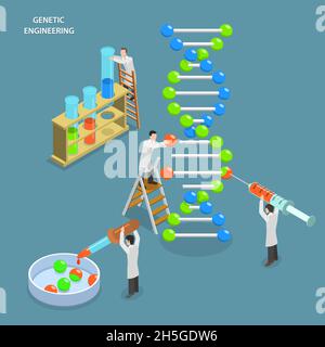 Genetic engineering isometric flat vector concept. Stock Vector