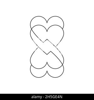 Heart shape with thunderbolt. Vector illustration, flat design Stock Vector