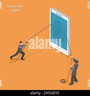 Protection threats isometric flat vector concept. Stock Vector