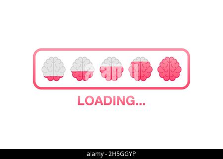 Idea loading concept with idea brain processed on a lightbulb bar. Vector stock illustration. Stock Vector