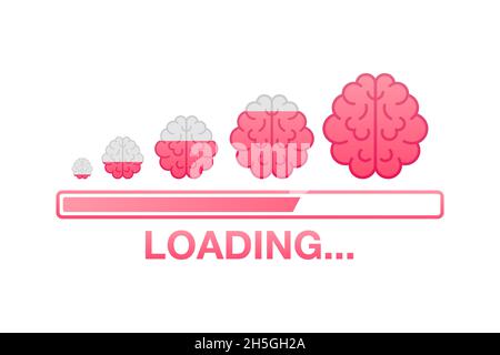 Idea loading concept with idea brain processed on a lightbulb bar. Vector stock illustration. Stock Vector