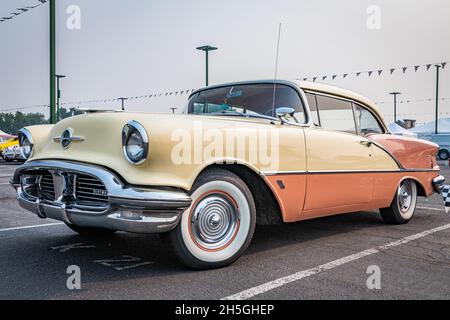 Reno, NV - August 6, 2021: 1956 Oldsmobile 88 Hardtop Coupe at a local car show. Stock Photo