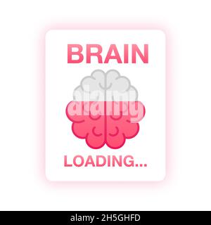 Idea loading concept with idea brain processed on a lightbulb bar. Vector stock illustration. Stock Vector