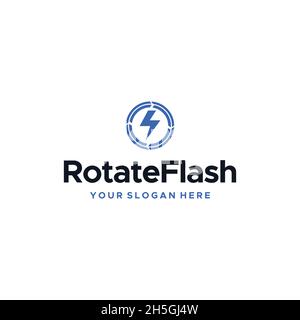flat RotateFlash electricity circle logo design Stock Vector