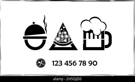 Squid Game  bussiness card teplate for cafe or restaurant. Vector on transparent background Stock Vector