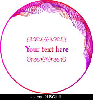 Round frame with rainbow-colored wavy line elements to decorate your text. Vector on transparent background Stock Vector