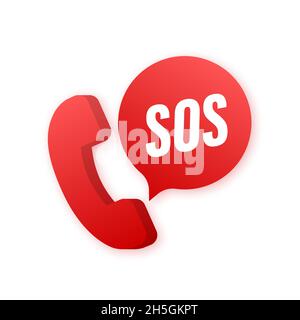 SOS emergency call. 911 calling. A cry for help. Vector stock illustration. Stock Vector