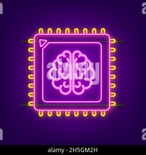 Brain. Digital brain in hand. Neural network. IQ testing. Brainstorm think idea. Vector stock illustration. Stock Vector