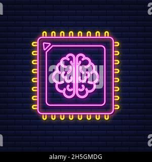 Brain. Digital brain in hand. Neural network. IQ testing. Brainstorm think idea. Vector stock illustration. Stock Vector
