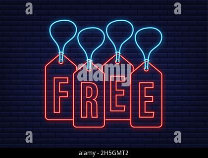 Free wording neon gift tags. Vector illustration Stock Vector