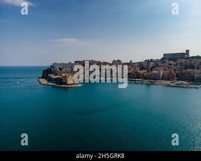 Aerial view of Gaeta old city, a small town along the mediterranean coast in Lazio, Italy. Stock Photo