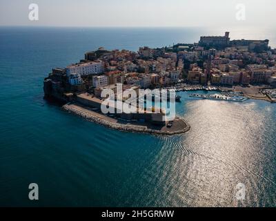 Aerial view of Gaeta old city, a small town along the mediterranean coast in Lazio, Italy. Stock Photo