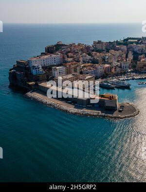 Aerial view of Gaeta old city, a small town along the mediterranean coast in Lazio, Italy. Stock Photo