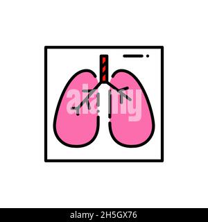 Lungs check up medical diagnostics test. Pixel perfect, editable stroke colorful icon Stock Vector