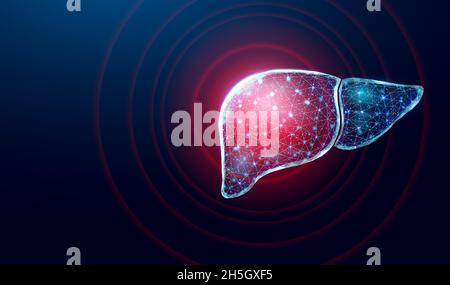 Human liver protection. Wireframe low poly style. Concept for medical ...