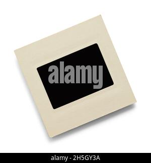 Blank Vintage Photo Film Slide Cut Out on White. Stock Photo