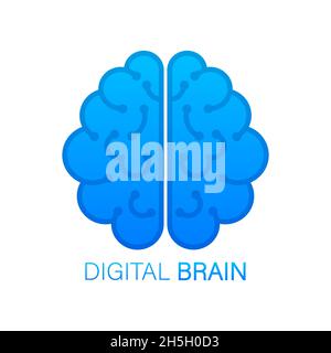Brain. Digital brain in hand. Neural network. IQ testing. Brainstorm think idea. Vector stock illustration. Stock Vector