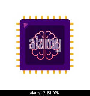 Brain. Digital brain in hand. Neural network. IQ testing. Brainstorm think idea. Vector stock illustration. Stock Vector
