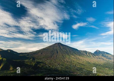 Portrait of mount of Rinjani from close distance Stock Photo