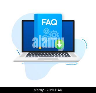 Download FAQ Book icon with question mark. Book icon and help, how to, info, query concept Stock Vector