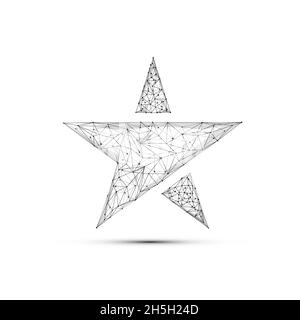 Geometric polygonal shape black vector of Star Sign. Consisting of points, lines, and low poly shapes in the form of design on white background. Stock Vector