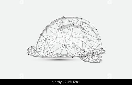 Geometric polygonal shape black vector of Construction Helmet. Consisting of points, lines, and low poly shapes in the form of design on white backgro Stock Vector