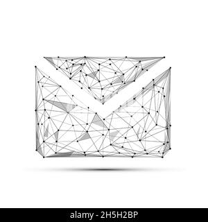 Geometric polygonal shape black vector of Message Icon. Consisting of points, lines, and low poly shapes in the form of design on white background. Stock Vector