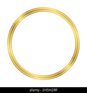 Gold shiny glowing vintage circle frame with shadows isolated on white ...