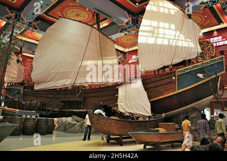 Replica ship at China Court in Ibn Battuta shopping mall in Dubai United Arab Emirates Stock Photo