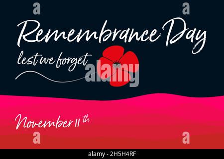 Remembrance Day Lest we Forget poppy flowers icon for 11 November Anzac  Australian, Canadian and Commonwealth armistice and freedom commemoration.  Vec Stock Vector Image & Art - Alamy