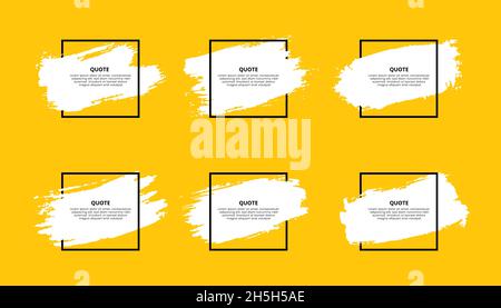 Quote frames with brush strokes isolated on yellow background Stock Vector