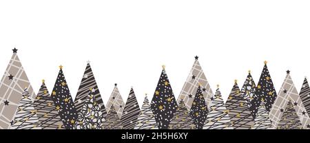 Christmas trees winter landscape background. Vector illustration. Stock Vector