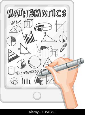 Doodle math formula with Mathematics font illustration Stock Vector