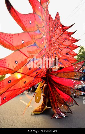 a woman wearing a costume at a carnival batik solo, surakarta, central java, indonesia. Stock Photo