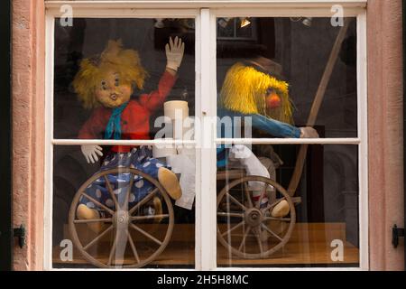 Basel, Switzerland - February 21. Carnival window decoration Stock Photo