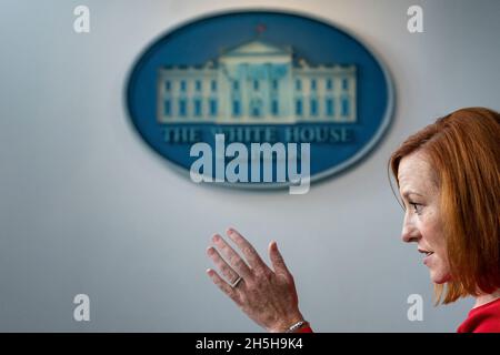 White House Press Secretary Jen Psaki holds a press briefing, Wednesday, August 25, 2021, in the James S. Brady Press Briefing Room of the White House. (Official White House Photo by Katie Ricks) Stock Photo