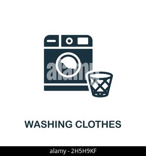Washing Clothes icon. Monochrome sign from cleaning collection. Creative Washing Clothes icon illustration for web design, infographics and more Stock Vector