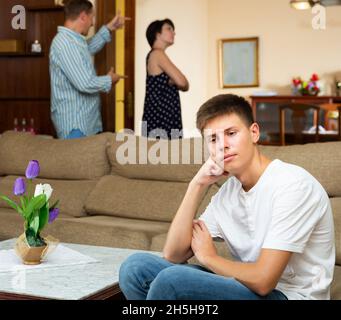 Parents quarrel with teenage son Stock Photo