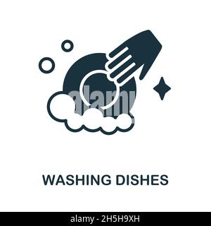 Washing Dishes icon. Monochrome sign from cleaning collection. Creative Washing Dishes icon illustration for web design, infographics and more Stock Vector