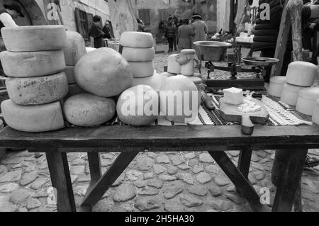 Medieval marketplace, beautiful black and white photography Stock Photo