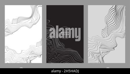 Black lines template, artistic covers design, design backgrounds. Trendy pattern, graphic poster, cards. Vector illustration Stock Vector