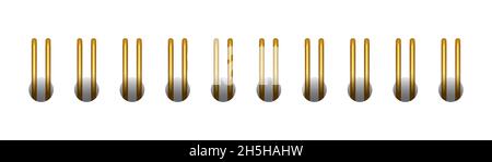 Gold horizontal spiral for notebooks and calendars. Gold spiral bindings for sheets of paper. Vector illustration isolated on realistic style on white Stock Vector