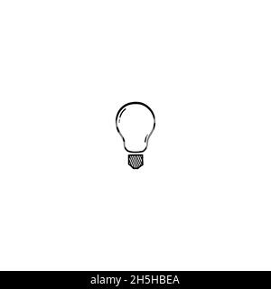 Hand Drawn bulb doodle illustration icon. Outline hand drawn bulb vector icon illustrations isolated on white background. Stock Vector