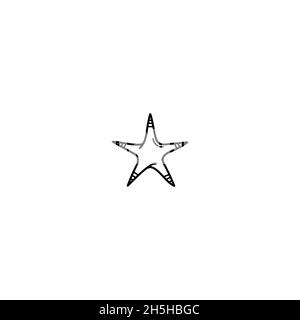 Hand Drawn star doodle illustration icon. Outline hand drawn leaves with star icon illustrations isolated on white background. Stock Vector