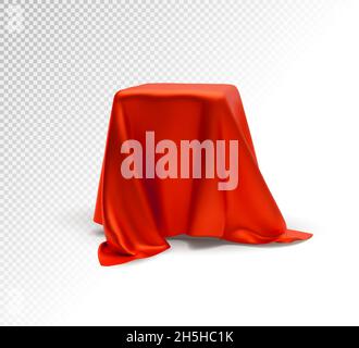 Realistic Box Covered with Red Silk Cloth. Isolated on White Background.  Satin Fabric Wave Texture Material Stock Vector - Illustration of cover,  podium: 192782766