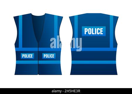 Yellow reflective safety vest for people, Police. Security police safety. Vector stock illustration. Stock Vector