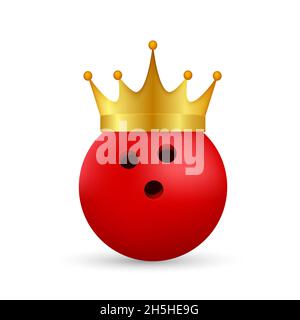 Bowling Ball in Golden Royal Crown, king of sport. Vector stock illustration. Stock Vector