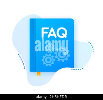 Download FAQ Book icon with question mark. Book icon and help, how to, info, query concept Stock Vector