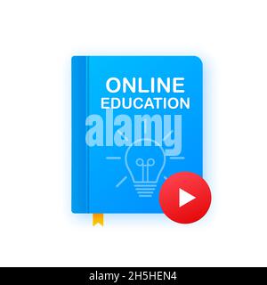 Online education concept banner. Online training courses. Tutorials, e-learning. Vector illustration Stock Vector